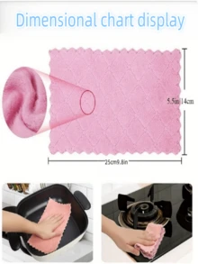 1/2/5 Chiếc Khăn Lau Bếp Và Khăn Rửa Bát Màu Ngẫu Nhiên, Khăn Lau Bát Đĩa Nhỏ Để Nấu Ăn Hàng Ngày, Làm Bánh Và Rửa Chén - Hồng - Xem 7