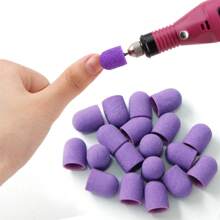 10 peças 10*15mm Caps de Lixa 80# 120# 180# com Mandril de Borracha, Broca de Unha Elétrica Cortadora de Ponta com Bandas de Lixa para Manicure, Pedicure e Cuidados com os Pés.
