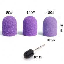 10 peças 10*15mm Caps de Lixa 80# 120# 180# com Mandril de Borracha, Broca de Unha Elétrica Cortadora de Ponta com Bandas de Lixa para Manicure, Pedicure e Cuidados com os Pés.