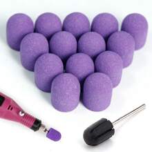 10 peças 10*15mm Caps de Lixa 80# 120# 180# com Mandril de Borracha, Broca de Unha Elétrica Cortadora de Ponta com Bandas de Lixa para Manicure, Pedicure e Cuidados com os Pés.