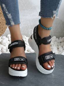 SHIHUA Black Chunky Heeled Sporty Sandals For Women, 2024 New Arrival. Platform Sole, 8cm Height Increased, Ideal For Summer Dresses