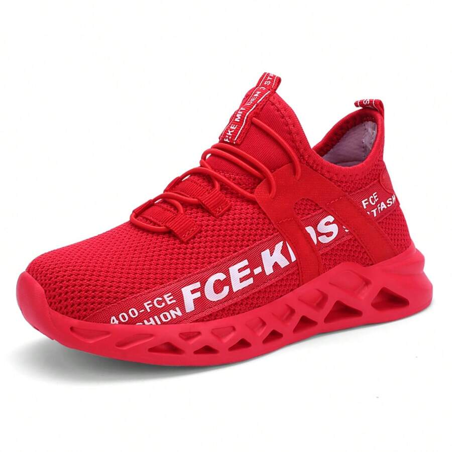 New Autumn Style Kids' Sports Shoes, Fashionable Breathable Mesh Boys' Running Shoes For Children And Teenagers - Red - View 1