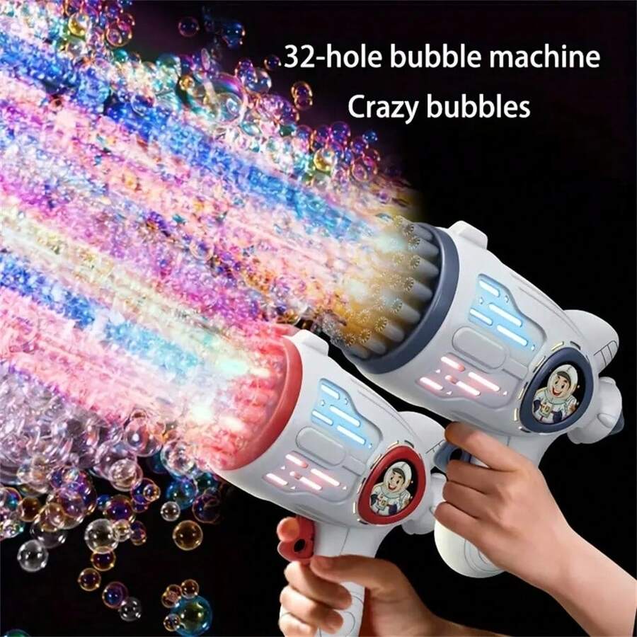 32Hole Glowing Bubble Gun Handheld Gatling Bubble Blower Electric