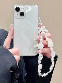 1pc Transparent White Rose Flower Charm Bracelet, French Ceramic Style, Cute And Lovely, For Summer. Also Can Be Used As A Black Frosted Cute And Lovely Keychain For Mobile Phone Or Earphones. Vivacious And Lovely Tulip Pearl Multicolored Beads INS Style Ghostly And Lovely Bracelet. Transparent 3D Beads Minimalist Bracelet With String For Keychain Or Camera Decoration. Cartoon Flower Heart Bear Floral Keychain Accessory With Transparent Beads. Gradient Smile Face Flower Rope Bracelet With Minimalist Personalized Jewelry And Decoration For Mobile Phone Case Or Accessories. Gifts For Mother, Family, Friends, Birthday, Holiday Phone Charm, Phone Chain