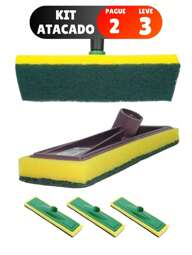 Rodo Abrasivo Lava Piso Limpa Lava Azulejo Esfregao Refil Esponja Limpeza Pesada Faxina Prática Chão Kit 3