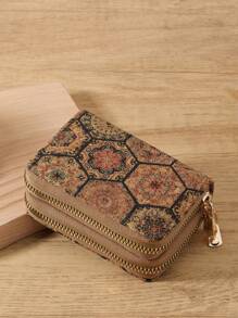 Double Zipper Versatile Coin Wallet Letter Graphic Card Holder Multi-Card Card Organizer For Storage Credit Cards School Supplies For School Dorm Room Vintage Western Wallet For Women Wallet Purse Wallet Small Wallet