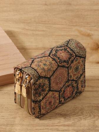 Double Zipper Versatile Coin Wallet Letter Graphic Card Holder Multi-Card Card Organizer For Storage Credit Cards School Supplies For School Dorm Room Vintage Western Wallet For Women Wallet Purse Wallet Small Wallet