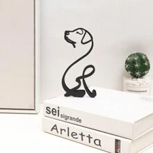 Escultura de pared de arte metálico abstracto de perro, arte minimalista, ornamento creativo exquisito para decoración de escritorio de oficina y hogar, decoración de pared para sala de estar, el mejor regalo