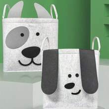 狗印花洗衣籃玩具收納籃，可摺疊且可水洗 - 卡通狗 - 查看 5