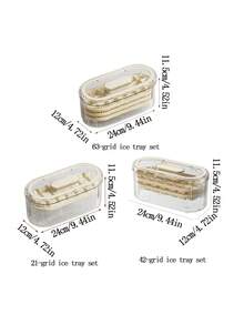 1入組製冰盒，附製冰勺和冰盒，輕鬆拆卸冰塊模具與儲存盒，適用於儲存調酒、威士忌、咖啡等，廚房器具及公寓必備品 - 奶油色 - 查看 2