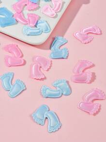 100 piezas de confeti con forma de pies de bebé en resina para decorar la mesa en baby shower o fiesta de cumpleaños de bebé niña o niño, decoraciones y regalos para la celebración familiar - polvo azul - View 2