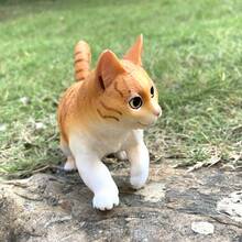 1 pieza Modelo de gato realista de juguete de animal, figura de gatito para decoración del hogar, color aleatorio - Naranja - Ver 3