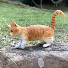 1 pieza Modelo de gato realista de juguete de animal, figura de gatito para decoración del hogar, color aleatorio - Naranja - Ver 2