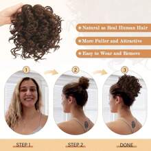 Rommelig knotje Kort krullend paardenstaartverlenging Elastisch trekkoord Los haar knotje Haarstukken voor vrouwen met dunner wordend haar Hoge temperatuur synthetische vezels Haarknotverlenging 80g