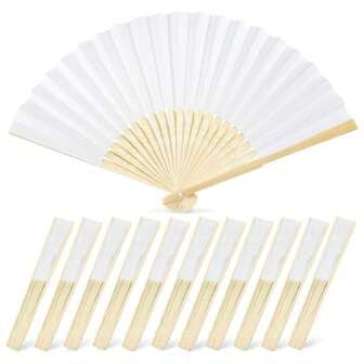 1-20PCS Foldable Fans White Folding Paper Handheld Fans Eastern Traditiona Style, Made Of Durable Paper, With DIY Blank Template, For Wedding, Party, Gift, Souvenir, Outdoor Decoration And Creative Handmade Craft