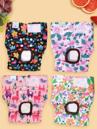 3pcs Reusable Random Print Female Dog Diapers