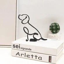 Escultura de pared de arte metálico abstracto de perro, arte minimalista, ornamento creativo exquisito para decoración de escritorio de oficina y hogar, decoración de pared para sala de estar, el mejor regalo