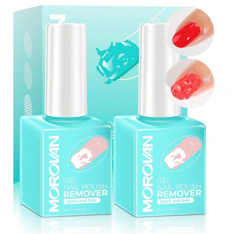 Morovan Gel Nail Polish Remover Kit: Professional Gel Polish Remover For Nails Quick & Effective Gel Polish Remover Kit In 3-5 Minutes No Need Soaking Or Wrapping 2 Packs 15ml-0.5fl.Oz - Blue - View 1