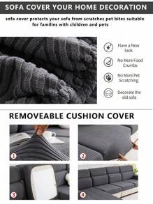 1 pieza Funda de sofá elástica resistente a las manchas y salpicaduras con cobertura total para cojín de asiento de sofá, lavable a máquina, anti polvo y suciedad, apta para sofás en forma de L y de 1/2/3/4 plazas en dormitorio/sala de estar, apto para mascotas