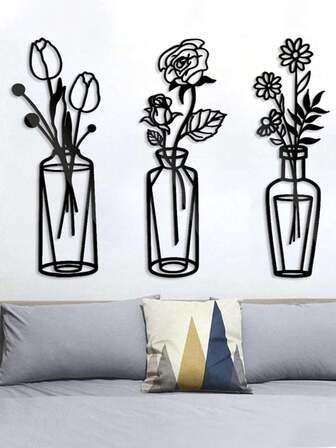 1 ชิ้น/3 ชิ้น ตกแต่งผนังดอกไม้โลหะ, ป้ายวอลล์แดคคอเรชั่น, ตกแต่งผนังดอกไม้เหล็กมินิมอล, ตกแต่งลวดโลหะ, สำหรับห้องครัว ห้องน้ำ ห้องนั่งเล่น ห้องนอน ห้องศึกษา ระเบียง ตกแต่งวอลล์ศิลปะดอกไม้, ตกแต่งบ้าน, ตกแต่งห้อง, ตกแต่งผนัง