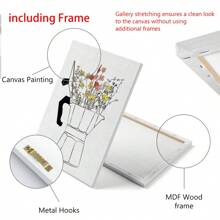 Conjunto de 2 carteles de impresión en lienzo estilo nórdico, arte de pared de lienzo con taza de café y flores, pintura artística para decorar la sala de estar, dormitorio, baño, oficina, pasillo, cocina, sin marcos, arte de pared moderno, carteles para habitación, elementos de decoración de habitación, decoración del hogar, decoración de habitación estética, decoración occidental