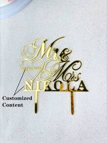 Personalized Mr & Mrs Wedding Cake Topper Customized Wedding Date And Last Name To Bride And Groom Rustic Wedding Anniversary Cake Topper 1pc Waterproof, Ornamental Exquisite, Stylish, Fashionable, Modern Custom, Personalized For Children's Day, For Father's Day, For Graduation, For Weddings, For Housewarming Dining Room, Living Room, Bedroom, Tea Room, Home, Christmas