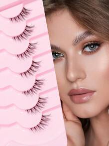7 Pairs/Set Half Eye Natural Long Cat Eye False Eyelashes Suitable For Daily, Dating, Party And Festival
