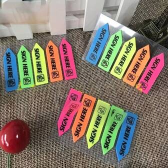 100pcs PET Transparent Waterproof Sign Here Signature Index Tab Sticky Notes Label Back To School