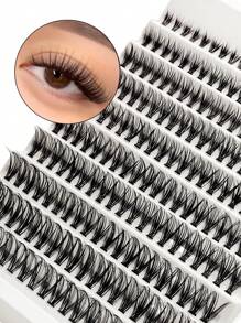 Rikuaild 200片假睫毛，单根假睫毛，自然DIY睫毛嫁接，化妆睫毛簇，睫毛簇，单根假睫毛，睫毛，假睫毛 - C - 查看 2