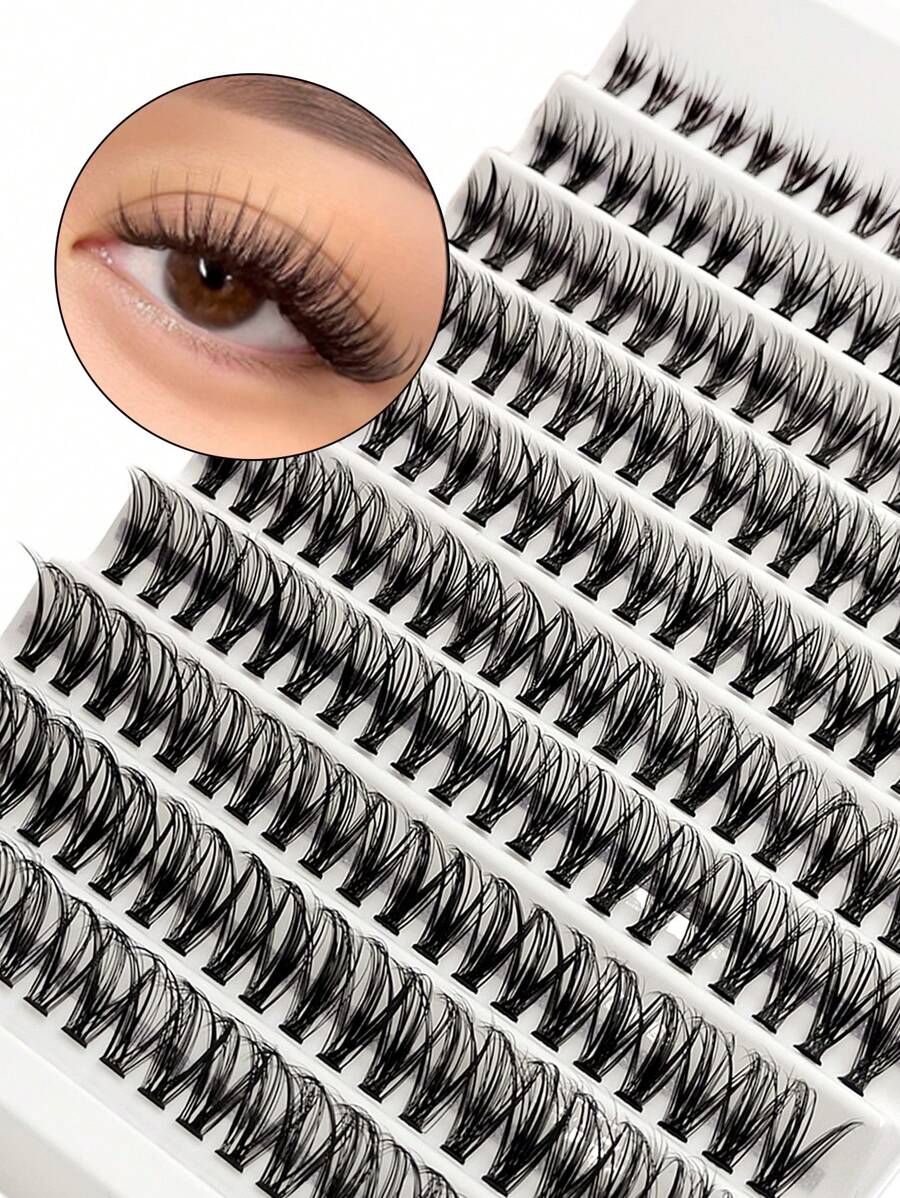 Rikuaild 200片假睫毛，单根假睫毛，自然DIY睫毛嫁接，化妆睫毛簇，睫毛簇，单根假睫毛，睫毛，假睫毛