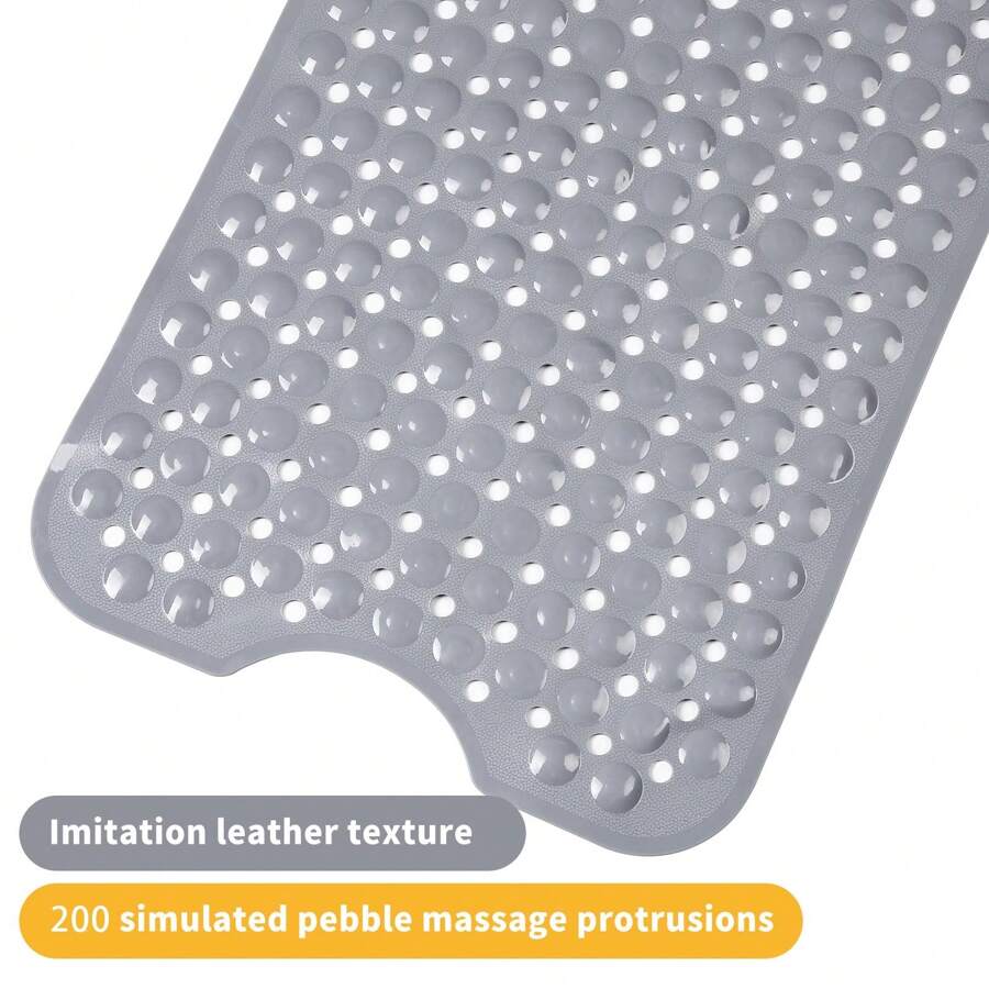 1pc Grey Textured Design Bathroom Mat Modern Friendly Soft PVC Anti