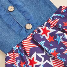 1 pieza Vestido para mascota, Vestido para mascotas con estampado de estrella de patchwork de mezclilla, Adecuado para perros y gatos pequeños/medianos, Regalo para el Día de la Independencia - Azul - Ver 4