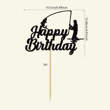 1 Packung "Gone Fishing"-Kuchendekoration "Happy Birthday", Fischer-Kuchenaufsatz, Fischer-Themen-Dekoration für Gone Fishing-Party-Zubehör, Dekoration, Weihnachten