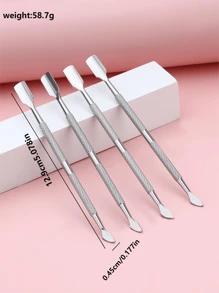 4 piezas Juego de herramientas de manicura de acero inoxidable: Quitaesmalte y empujador de cutículas de doble extremo, cuchillo para uñas y piel muerta - Multicolor - Ver 6