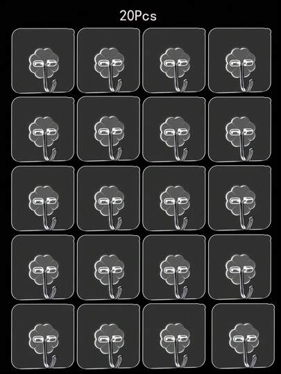 10/20 piezas Ganchos adhesivos transparentes, ganchos de pared reutilizables de viscosa sin rastro para la cocina, el baño, ganchos de pared versátiles, que soportan carga sin clavos