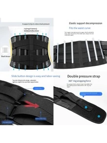 1 pieza Cinturón deportivo de soporte lumbar de poliéster, alivia la presión en la espalda, diseño de malla para una comodidad y transpirabilidad, adecuado para el hogar y el lugar de trabajo, ejercicio, entrenamiento de fuerza, levantamiento de pesas, accesorios de gimnasia para hombres y mujeres - Negro - Ver 5