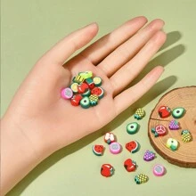 100 Cái/hộp Hỗn Hợp Hình Trái Cây Silicon Lát Rời Hạt Tự Làm Trang Sức Làm Phụ Kiện Cho Vòng Cổ Và Vòng Tay - Nhiều màu - Xem 4