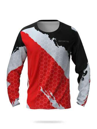 1pc Men 3D Digital Printed Long Sleeve Moisture-Wicking Activewear Top, Fitness Training & Outdoor Running T-Shirt