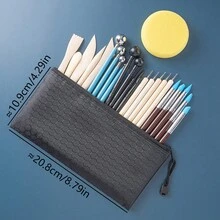 25入組黏土工具套件，高分子粘土工具，陶瓷黏土雕刻工具套件，空氣干燥黏土工具組套，適用於成年人、兒童、陶藝手工、烘焙、雕刻、繪畫、點彩、塑模、成形 - 彩色 - 查看 8