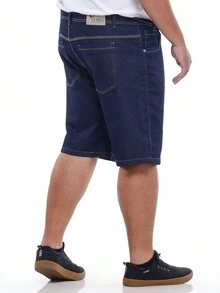 Men Plus Size Denim Shorts - 中等水洗藍 - 查看 2
