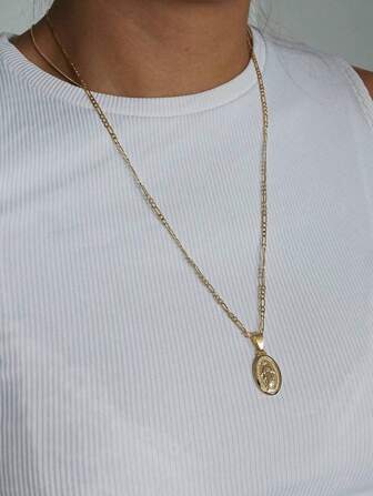 Virgin Mary Pendant Necklace Men And Women Alloy Necklace