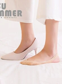 Solado de salto alto fino e palmilha invisível antideslizante e respirável para o verão, meias rasteiras adequadas para tênis e sapatos brancos