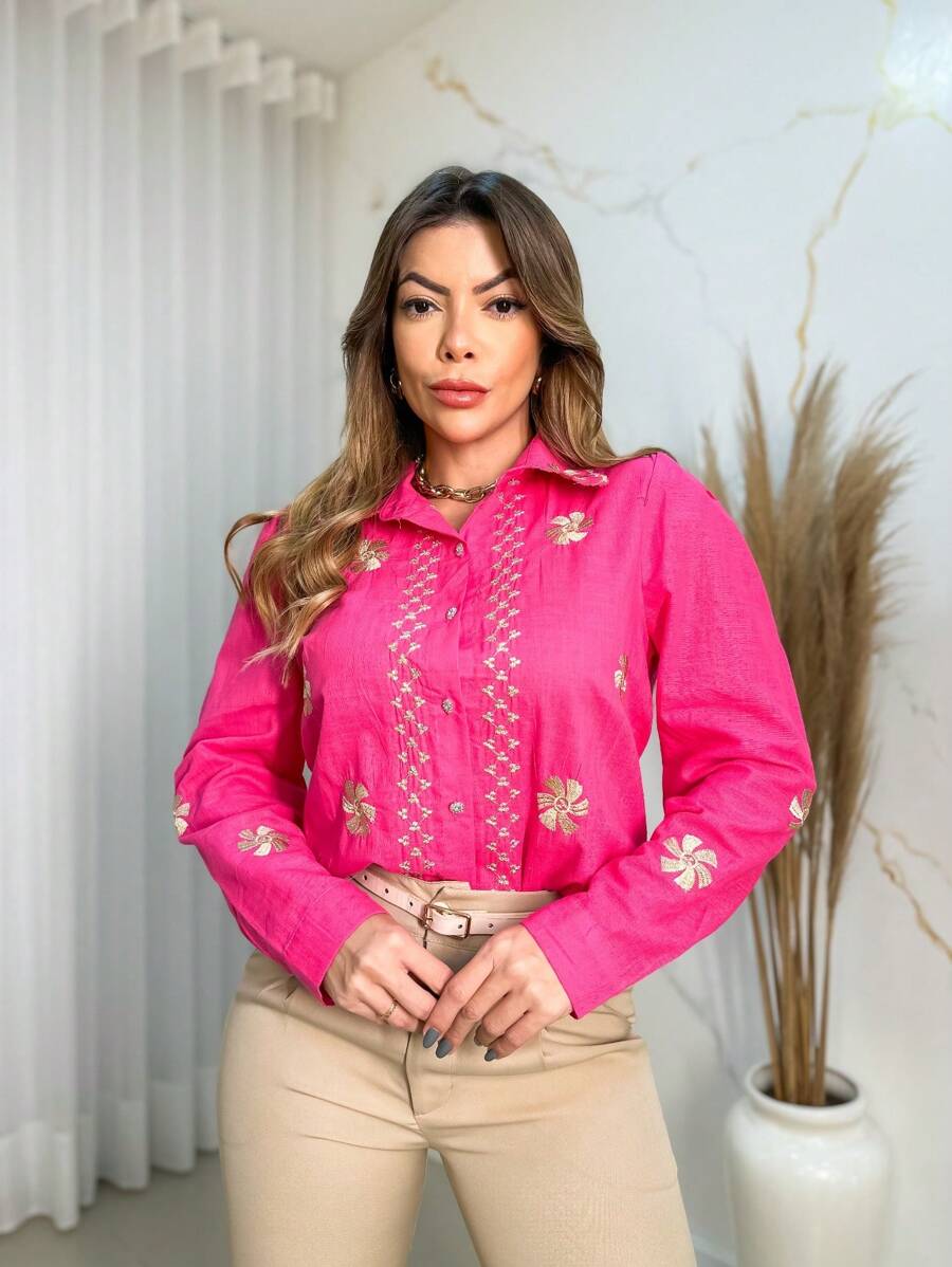 Women Blouses - Màu Hồng Tươi - Xem 1