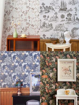 1 件微型娃娃屋壁纸：自粘式，适合 1:6-1:12 比例，精美图案，适合节日场景和收藏场景