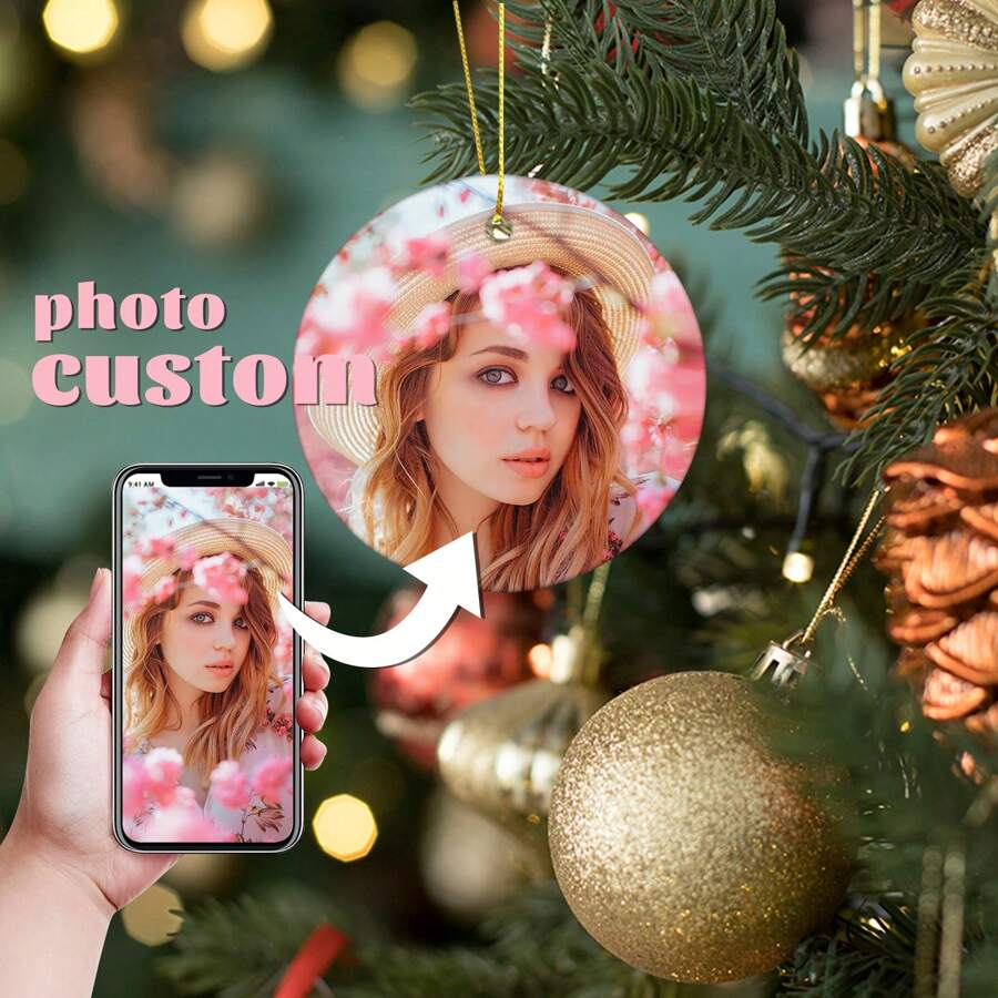 1pc Personalized Round Acrylic Decoration, Car Accessory, Graduation Wedding Birthday Baby Commemorative Anniversary Valentine Art Photo Customization, Waterproof, Ornamental Exquisite, Stylish, Fashionable, Modern, Colorful, Contracted Custom, Personalized, Unique Ideal Gifts For Him Her, Boyfriend, Girlfriend, Dad, Mom, Family, Friends For Mother's Day Birthdays - Multicolor - View 1