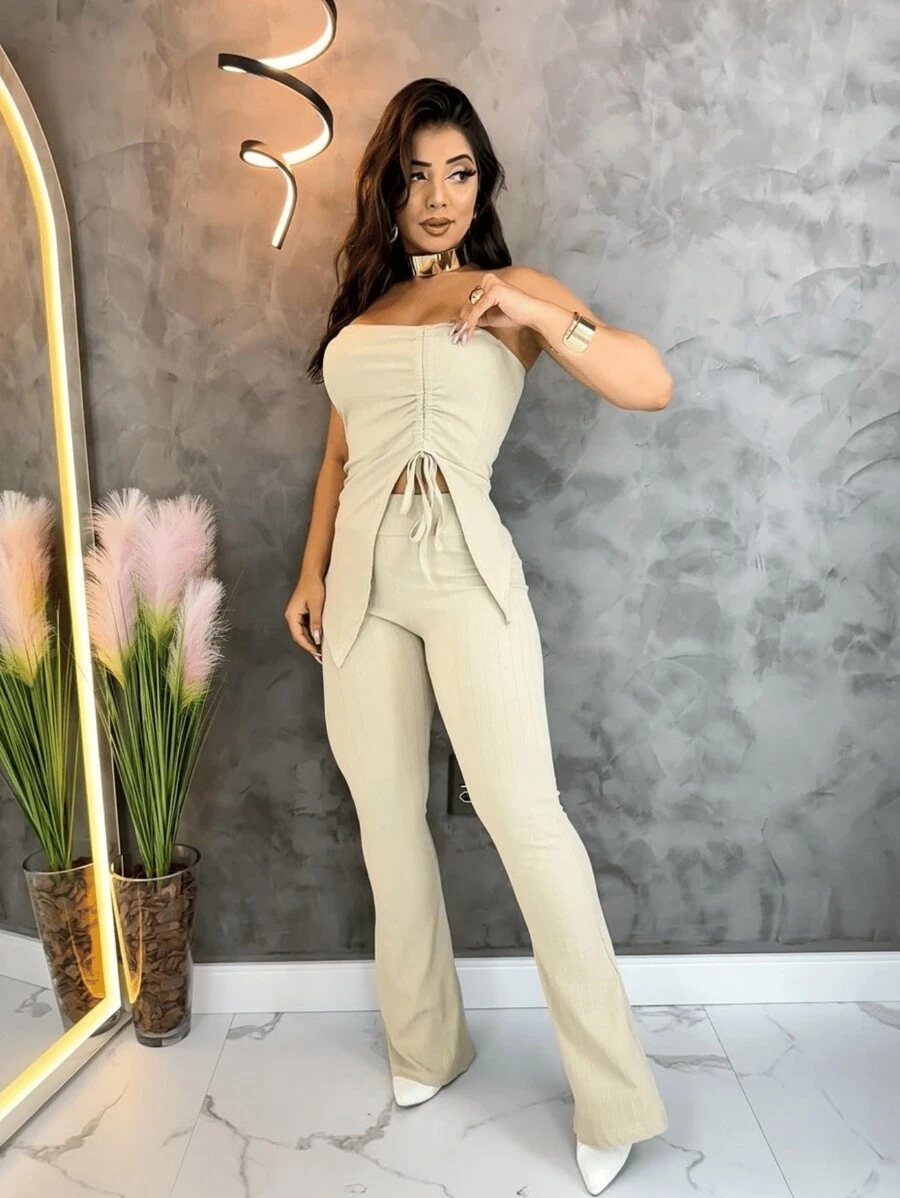 Women Two-Piece Outfits - Caqui - Ver 1
