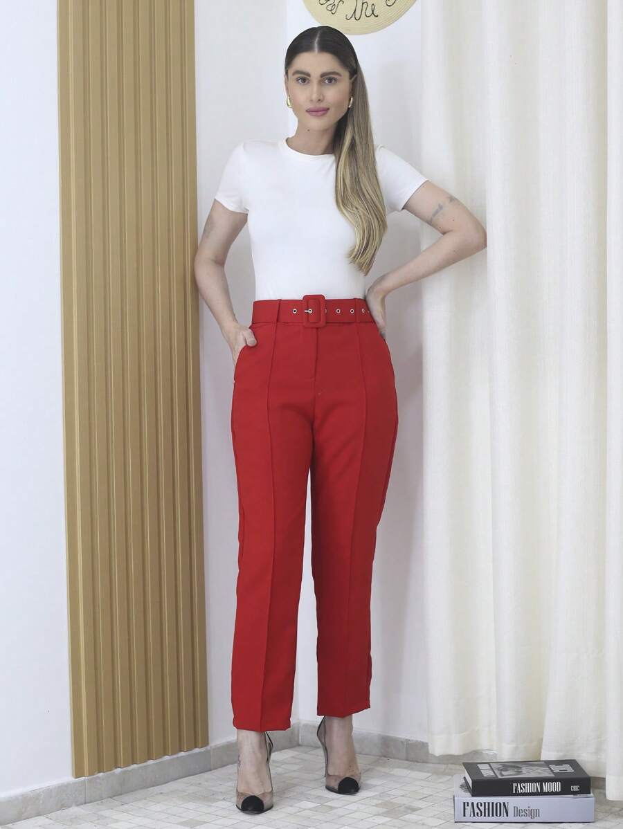 Women Pants - Red - View 1