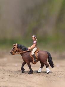 Wildlife Model Set With Simulated Animals - Horse Set With White Horse, Arabian Horse, Jockey And Mare Figurines - For Decoration, Dollhouses, And Farm Play (Partially Random)