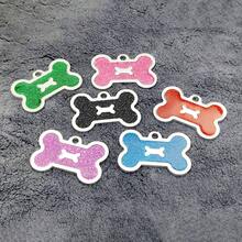 1件個性化寵物ID標籤，貓狗名牌帶鈴、項圈掛件，骨形、閃爍標籤，精美包裝，是您寵物的完美禮物