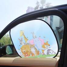 2pcs Baby Car Sunshade, Automotive Sun Visor, Heat Insulation Cloth Sunshield, Cartoon Side Window Sun Curtain - Multicolor - View 2